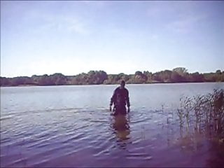 Swimming With Pvc Suit In The Lake