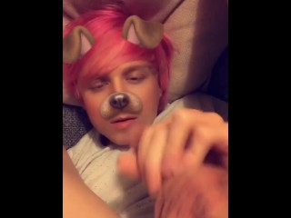 Pink-haired Boy Gives Himself A Facial